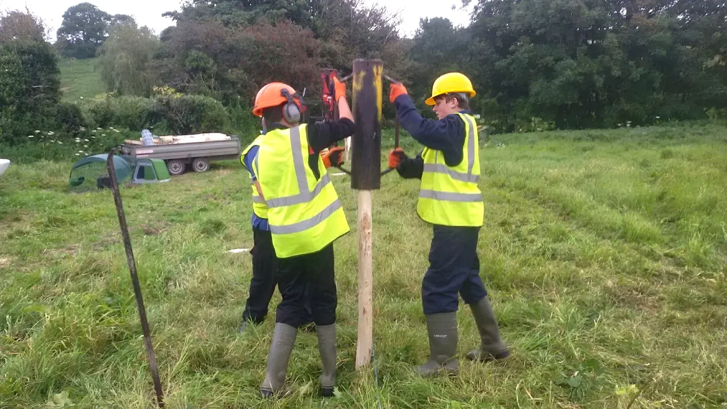 Dorset Studio School students with fence post
