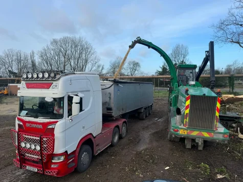 Wood chipping on site